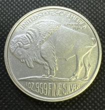 2015 1 Troy Oz .999 Fine Silver Buffalo Indian Head Round Bullion Coin