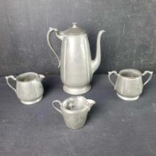 Vintage pewter lot coffee pot sugar/creamer set etc. continental genuine Pewter