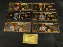 Golden Donald Trump Banknote Bill Set