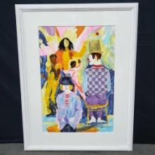 Framed artwork SEND IN THE CLOWNS signed Genevieve Taunis Wexler