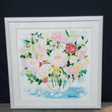 Framed MIXED FLORAL BOUQUET artwork signed Genevieve Taunis Wexler