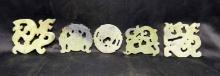 5 Antique old Chinese Nephrite Celadon Jade Pieces