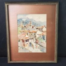 Framed watercolor artwork signed Fidel Figueroa