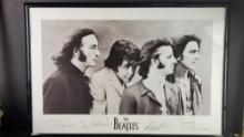 Framed poster/print featuring The Beatles with signatures