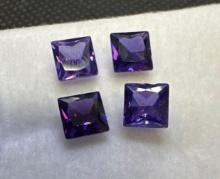 4x Purple Cushion Cut Tourmaline Gemstone 4.45ct