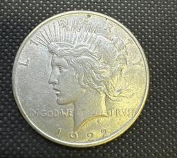 1922 Silver Peace Dollar 90% Silver Coin 0.94 Oz