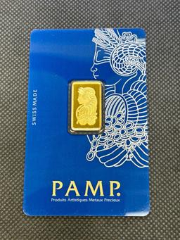 5 Gram PAMP 999.9 Fine Gold Bar