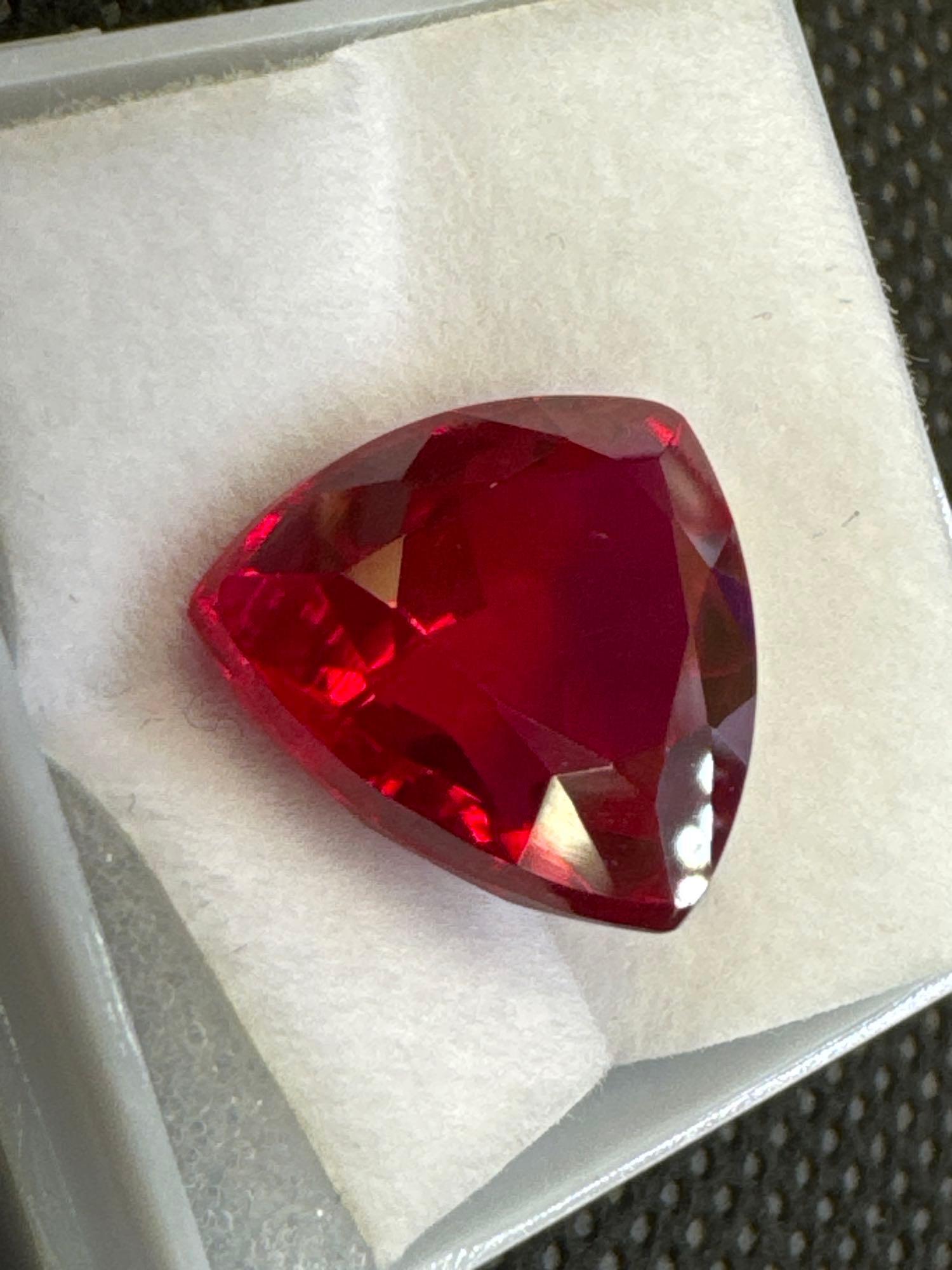 Doves Blood Deep Red Ruby Trillion Cut Gemstone Breath Taking 10.00ct