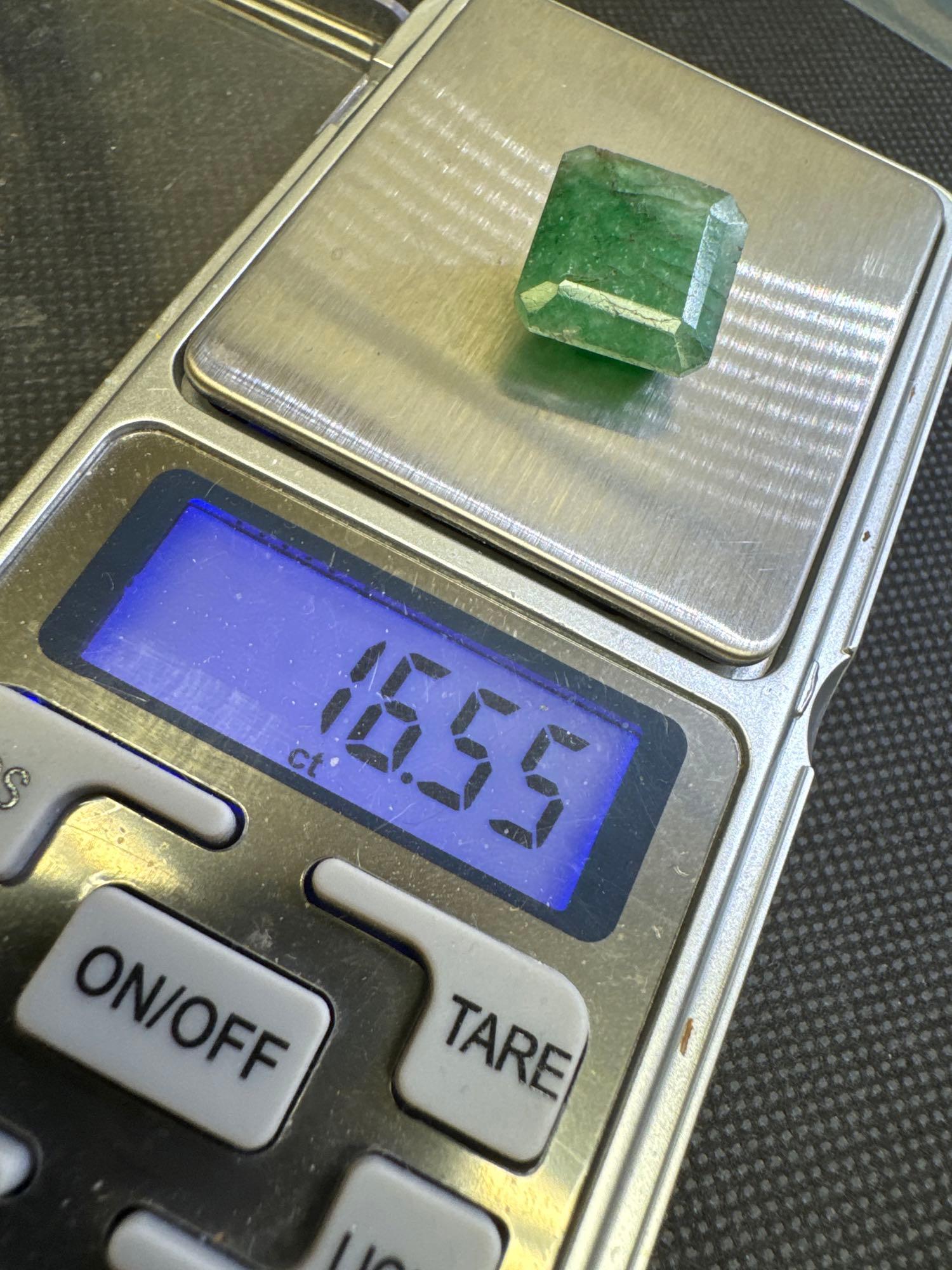Square Cut Green Emerald Gemstone 16.55ct