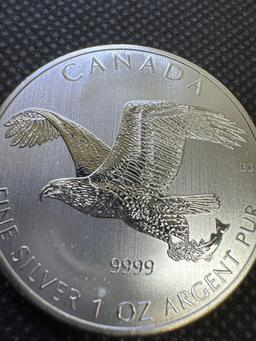 2014 Canadian Eagle 1 Troy Oz .9999 Fine Silver $5 Round Bullion Coin