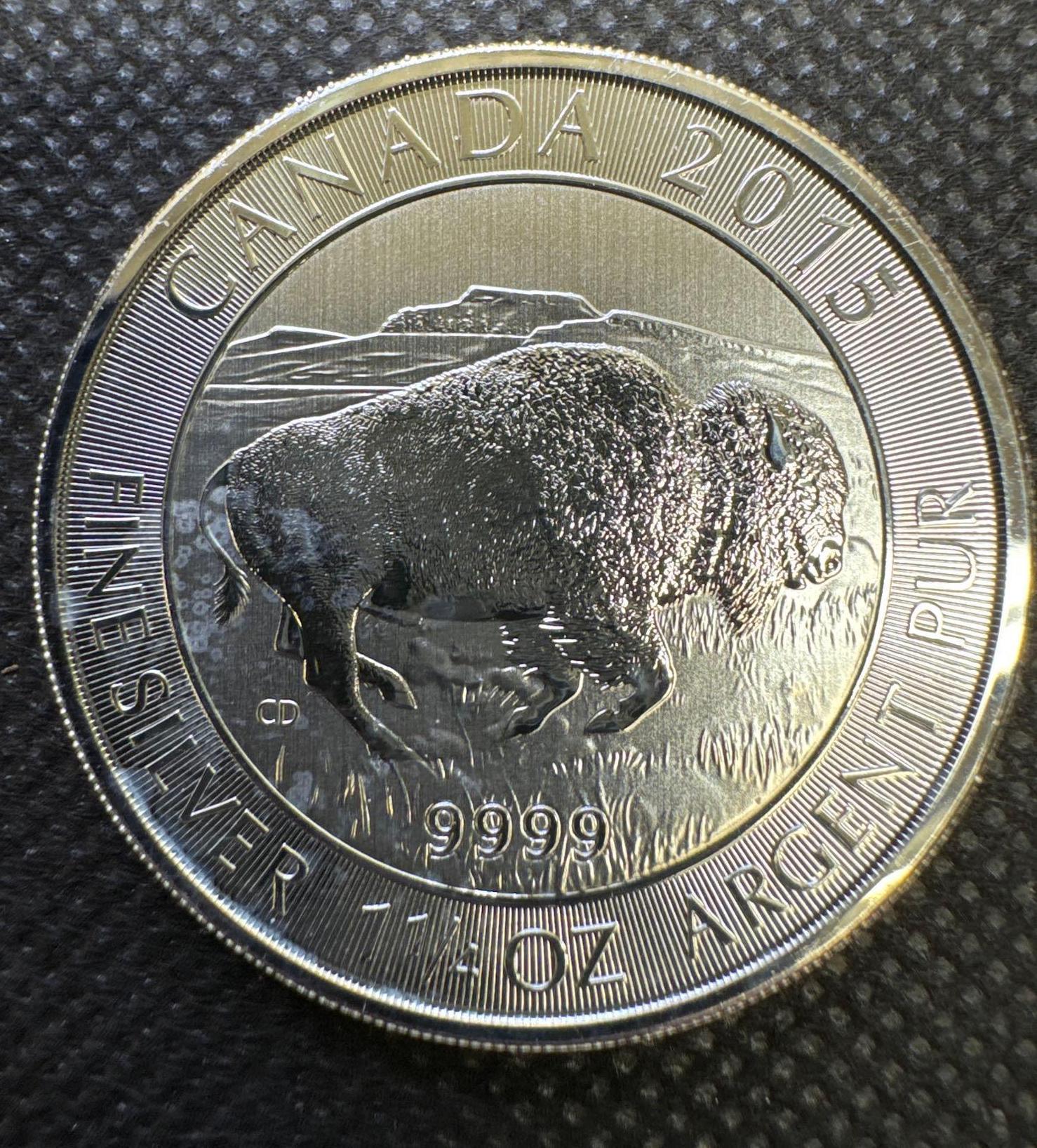 2015 Canadian Buffalo 1 1/4 Oz .9999 Fine Silver $8 Round Bullion Coin