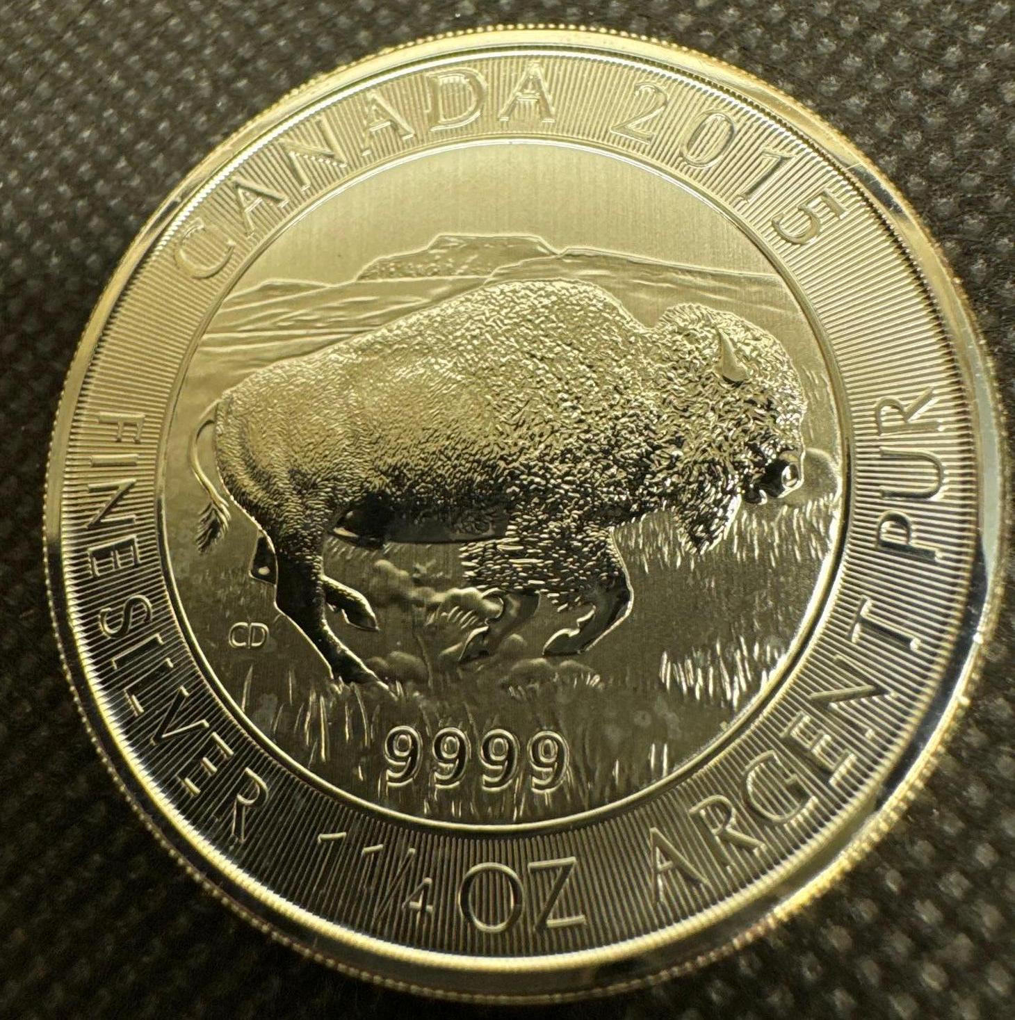 2015 Canadian Buffalo 1 1/4 Oz .9999 Fine Silver $8 Round Bullion Coin