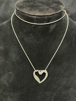 925 Sterling Silver Marcasite Heart Pendant