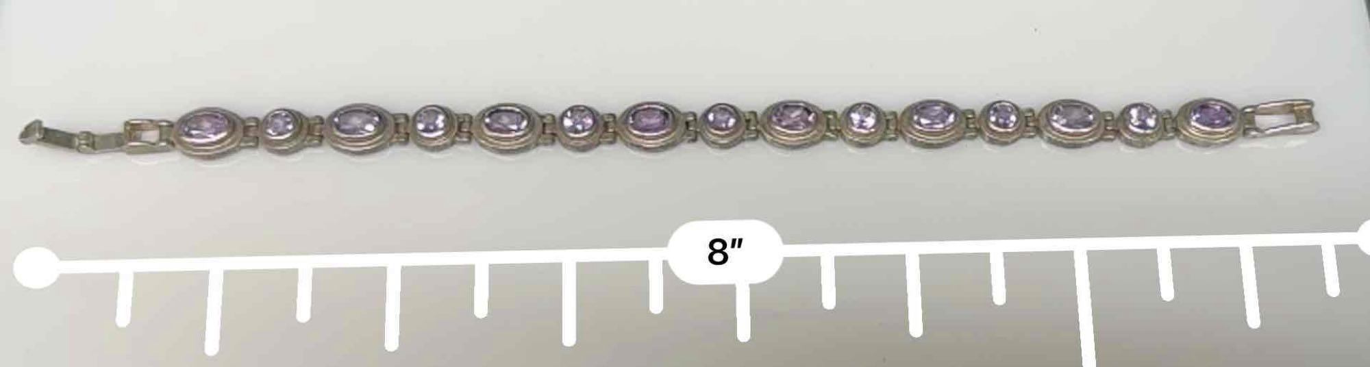 925 Sterling Silver Amethyst Bracelet 14.6g Total