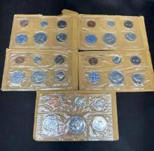 5 US Philadelphia Mint Sets (3)1963 (2)1964 With Silver Coins