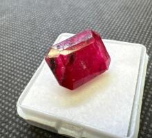 Emerald Cut Deep Red Ruby Gemstone 13.45ct