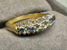 14k Gold Diamond and Topaz Ring sz3 2g