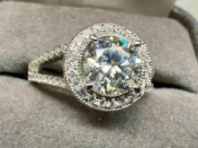 Gold Plated Moissanite Diamond Ring sz6.5 with GRA Certificate