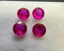 4x Brilliant Round Cut Red Ruby gemstone 3.45ct