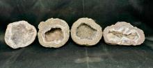 4 Geode Halves Mineral Specimens 3.4lbs