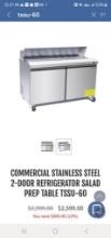 COMMERCIAL STAINLESS STEEL 2-DOOR REFRIGERATOR SALAD PREP TABLE TSSU-60 NIB