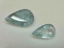 Pair of Pear Cut Aquamarine Gemstones 13.1ct total