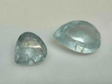 Pair of Pear Cut Aquamarine Gemstones 10.3cts Total