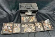 Container Full of Assorted Mineral Specimens. Agate, Copper Sulfate, Hanksite more