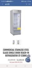 COMMERCIAL STAINLESS STEEL GLASS SINGLE DOOR REACH-IN REFRIGERATOR ST-23BRG NIB