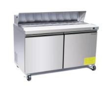 COMMERCIAL STAINLESS STEEL 2-DOOR REFRIGERATOR SALAD PREP TABLE TSSU-48 NIB