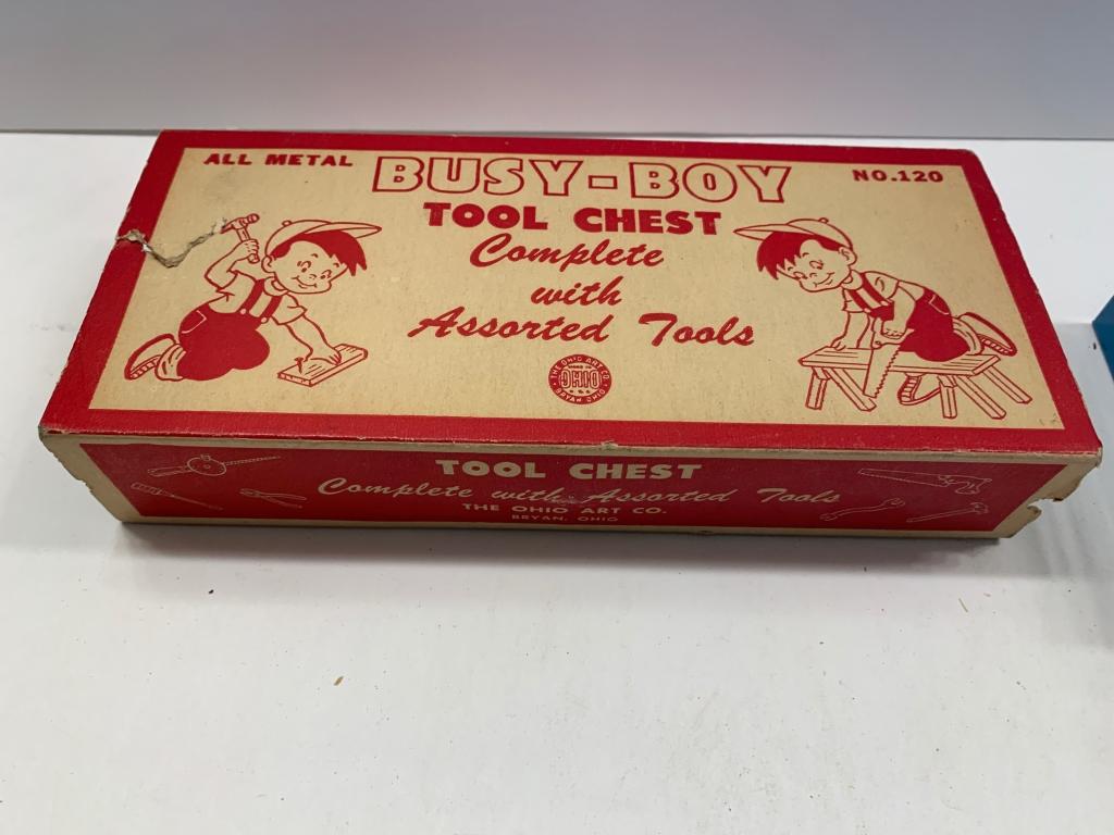 Metal Busy Boy Tool Chest w/tools & box, No. 120