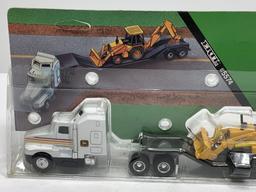 John Deere Construction Equipment Hauling Set Semi Tractor and Trailer, 1/64 Scale