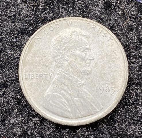 1983 Unplated Planchet Lincoln Cent Error Coin