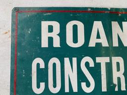 Roanoke Construction Sign Metal 27"x17-1/2"