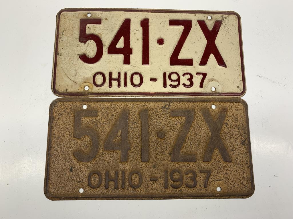 Ohio License plates 1937