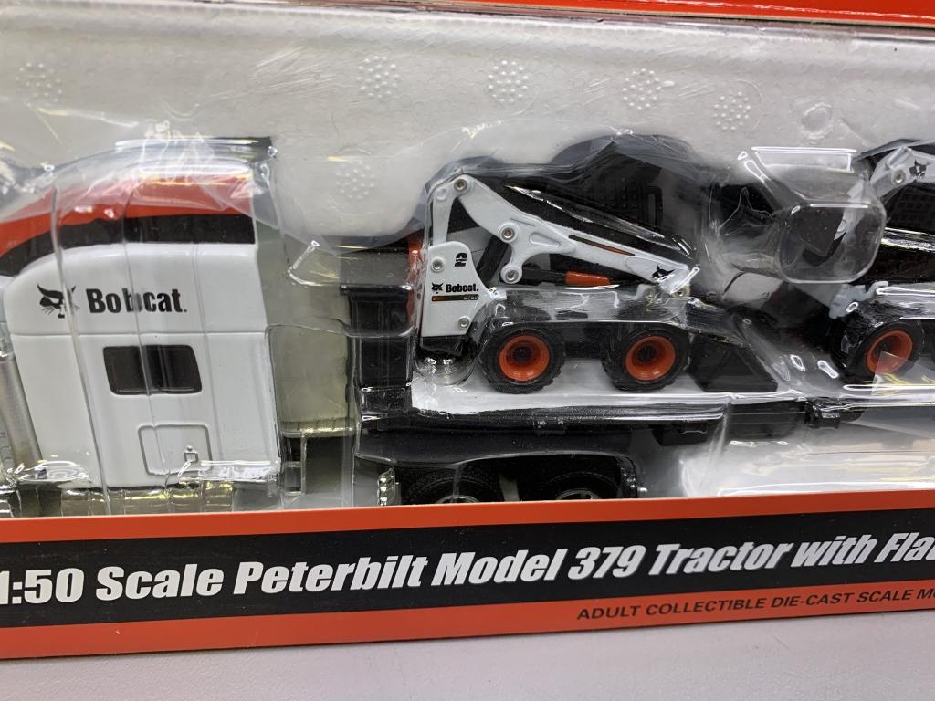 1/50 Peterbilt Model 379 w/ Flatbed Trailer & Equipment