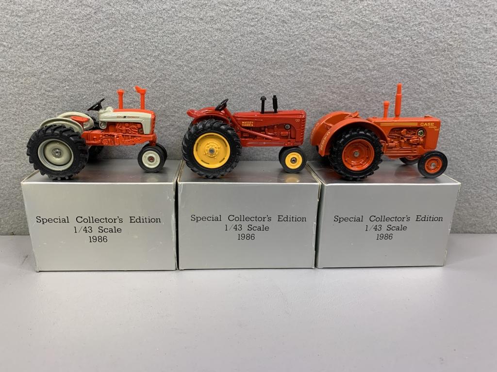 1/43 Ford, Case, & Massey-Harris Tractor Set