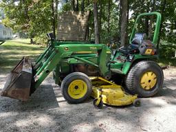 1991 John Deere 855 MFWD w/ JD 70A Loader