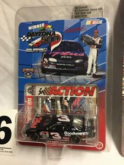 3- 1:64 inch scale Dale Earnhardt Sr. collector cars with cards