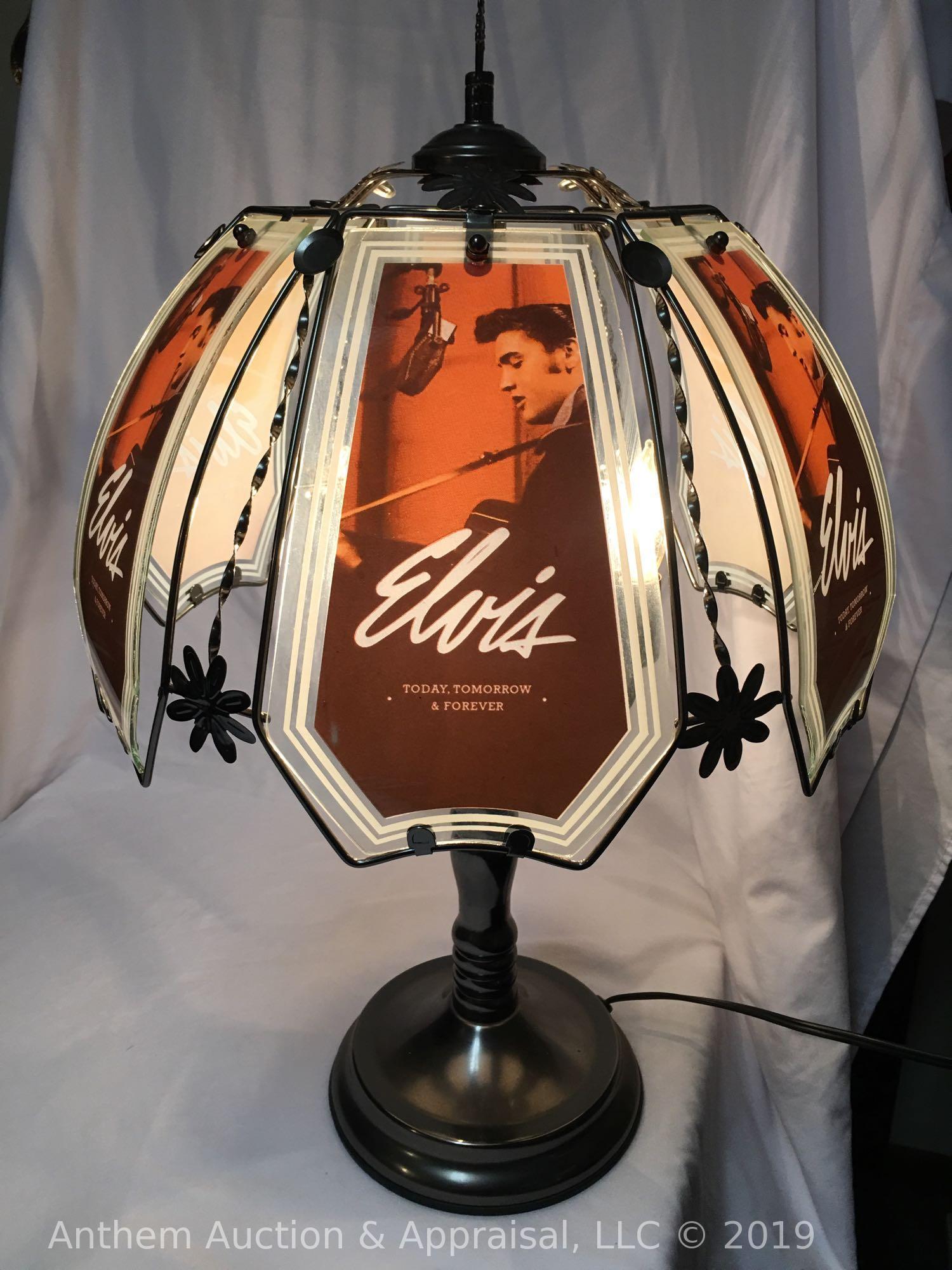 Elvis Presley "Today, Tomorrow, and Forever" glass panels plug-in lamp. Working condition!
