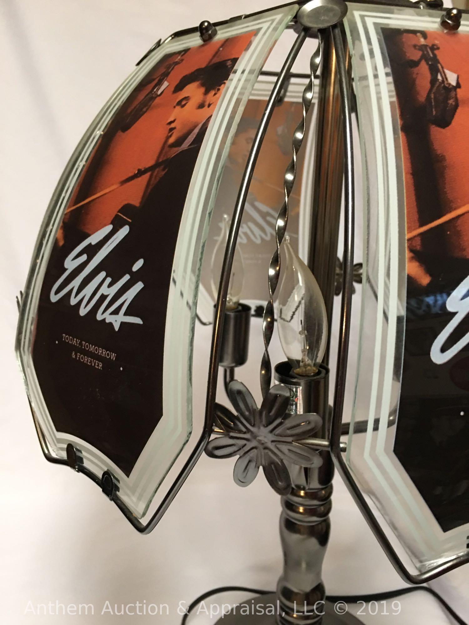 Elvis Presley "Today, Tomorrow, and Forever" glass panels plug-in lamp. Working condition!