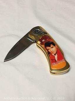 Elvis Presley "King of Rock" pocket knife with wooden box