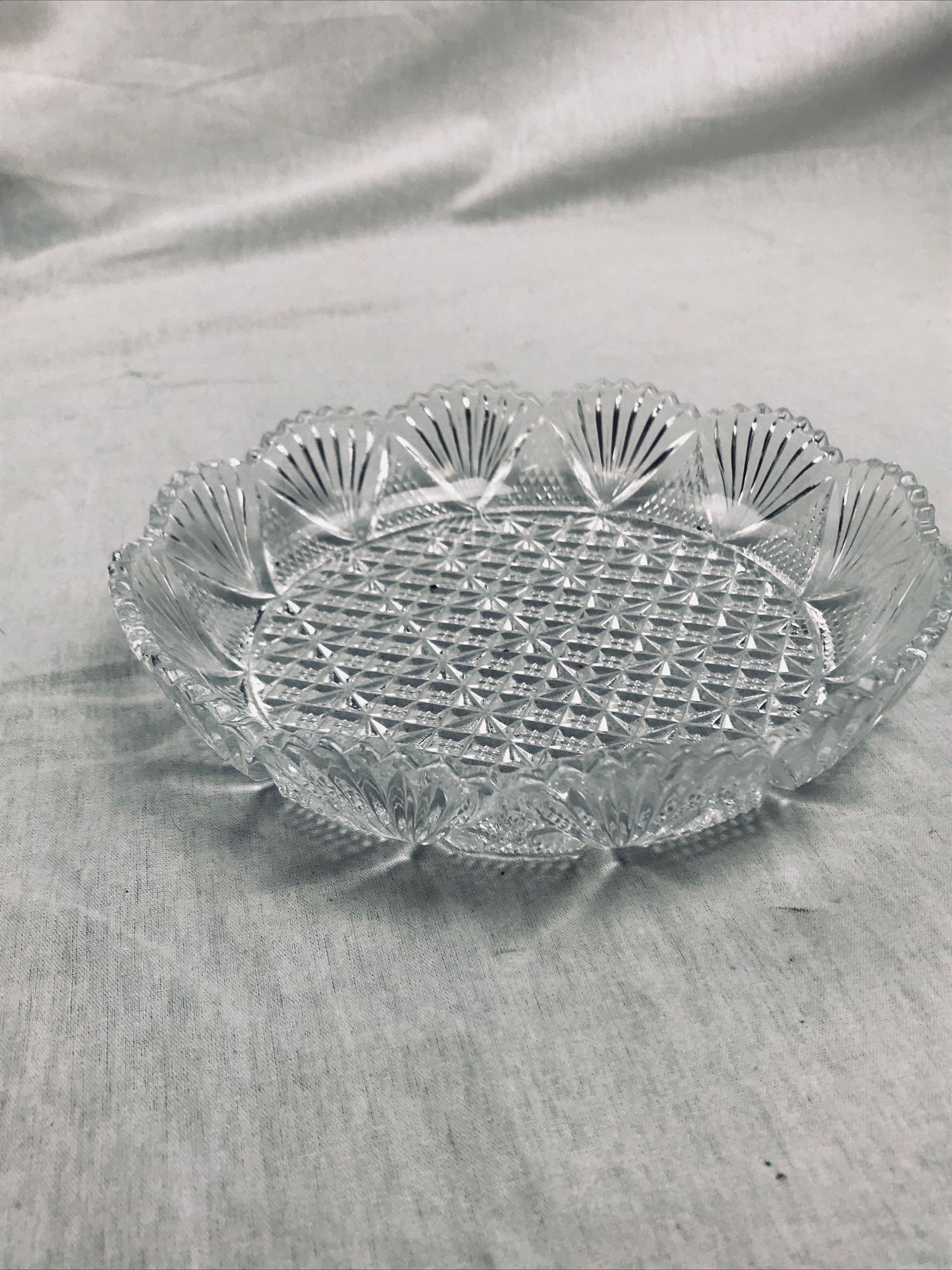 Vintage Pressed Glass Shallow Bowl/Relish Tray