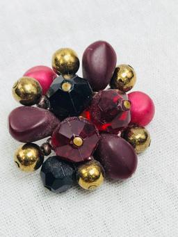 Vintage Bead Cluster Earrings Marked West Germany