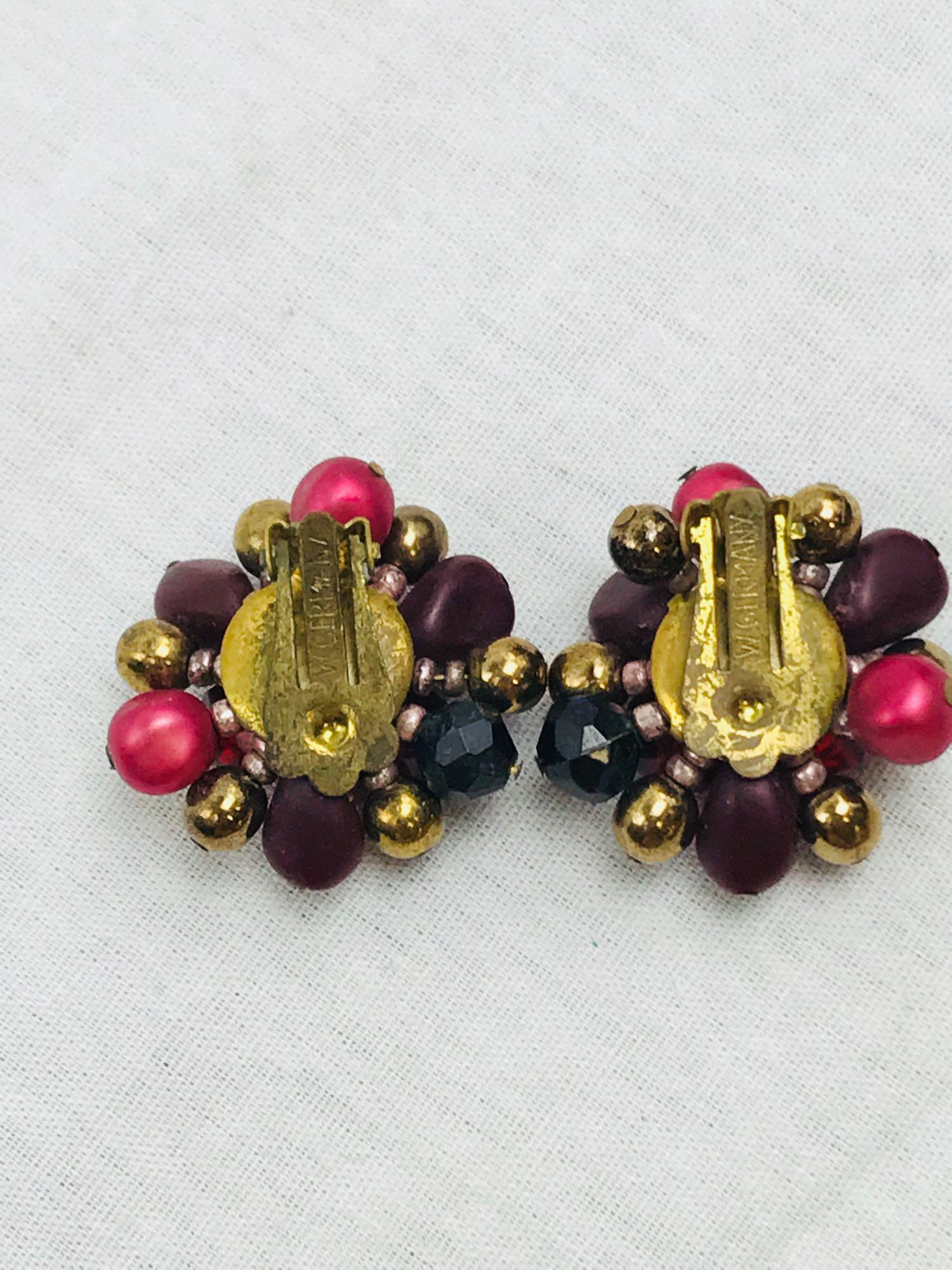 Vintage Bead Cluster Earrings Marked West Germany