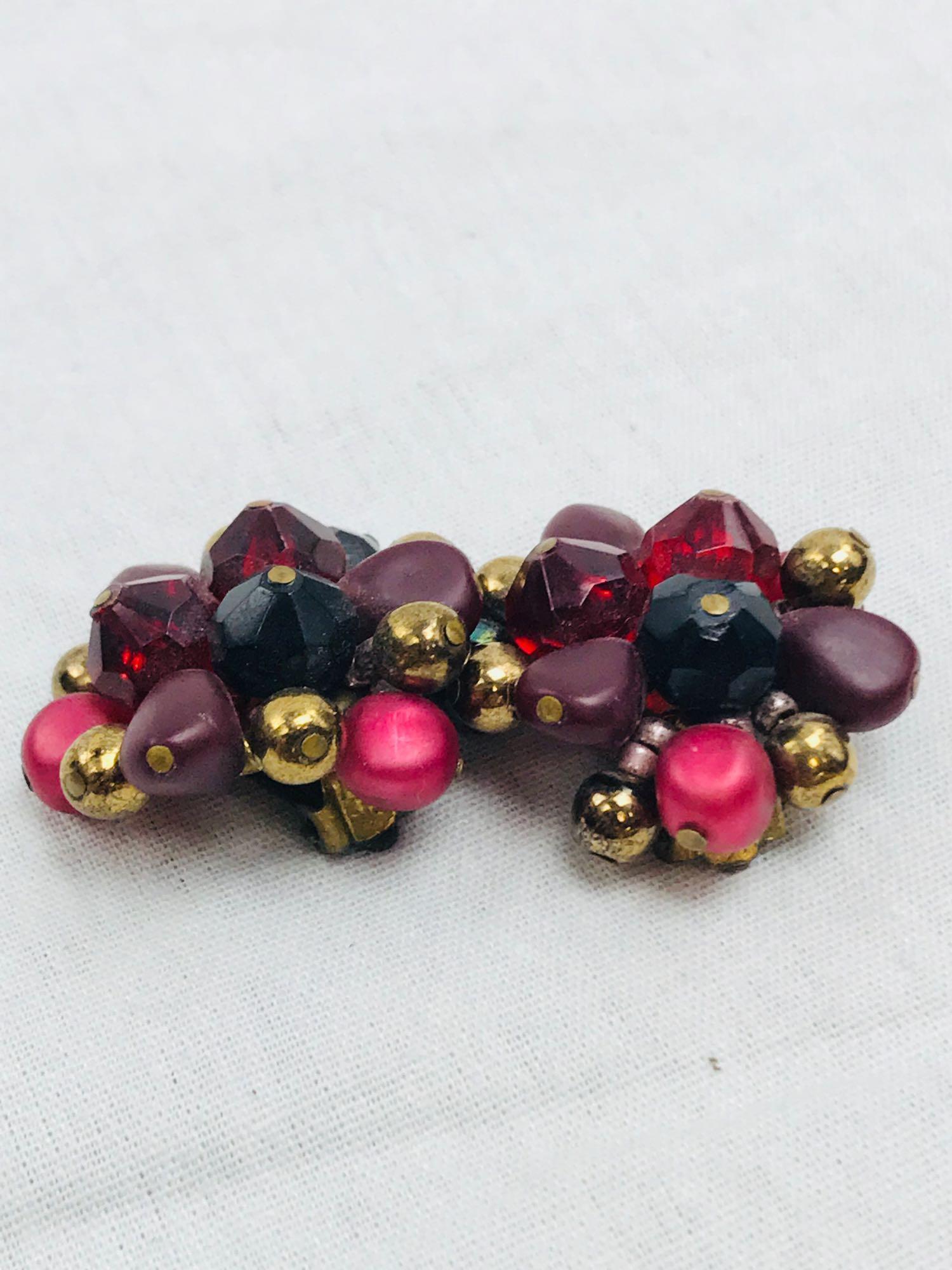 Vintage Bead Cluster Earrings Marked West Germany