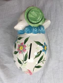 Vintage Hand Painted Ceramic Piggy Bank