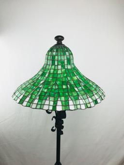 Green and White Tiffany Style Lotus Pagoda Floor Lamp