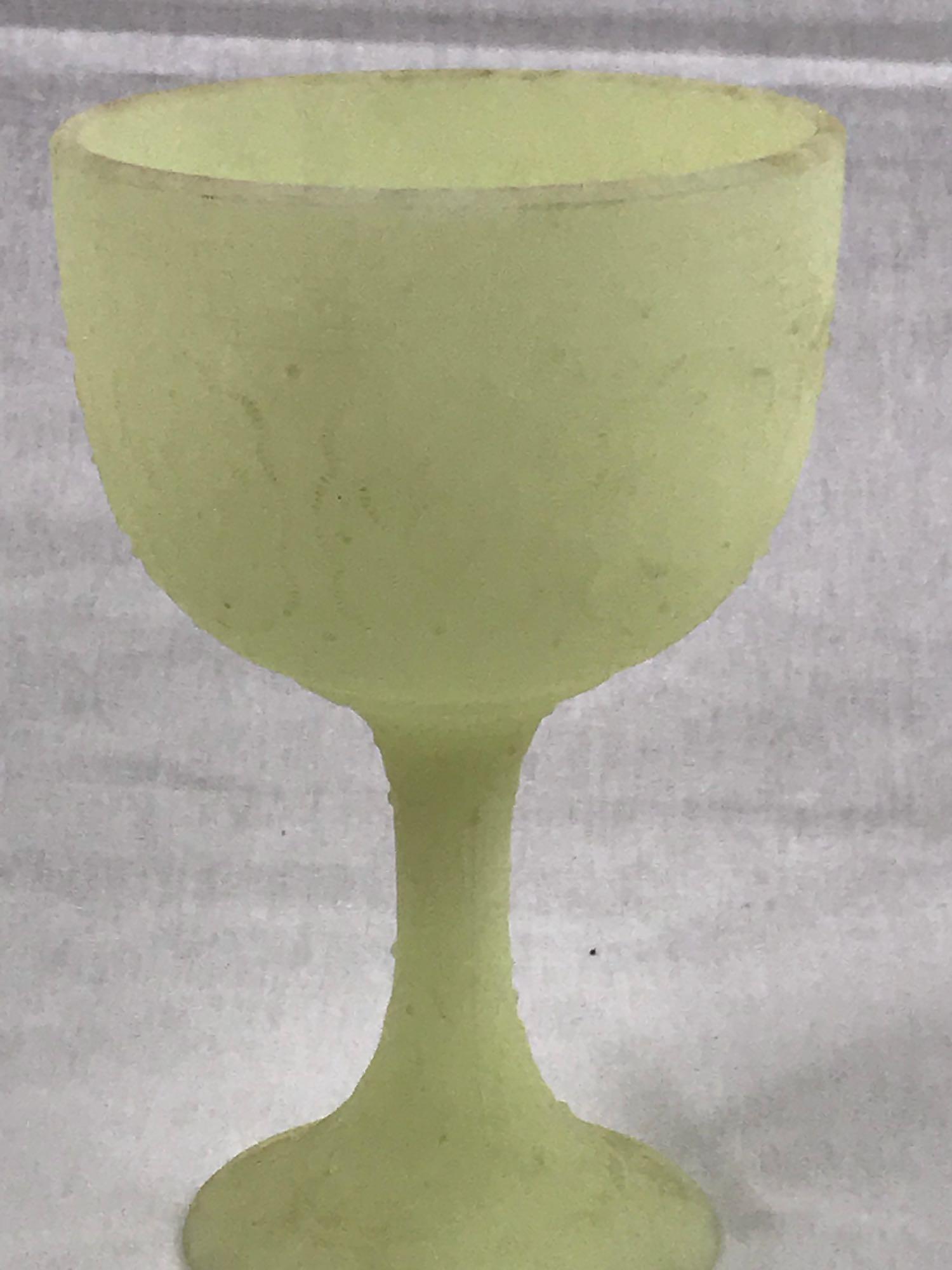 Matte Yellow Fenton Pedestal Glass Goblet