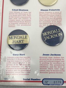 Rare 1984 Democratic Ticket Commemorative Collection Prospective Vice President Buttons